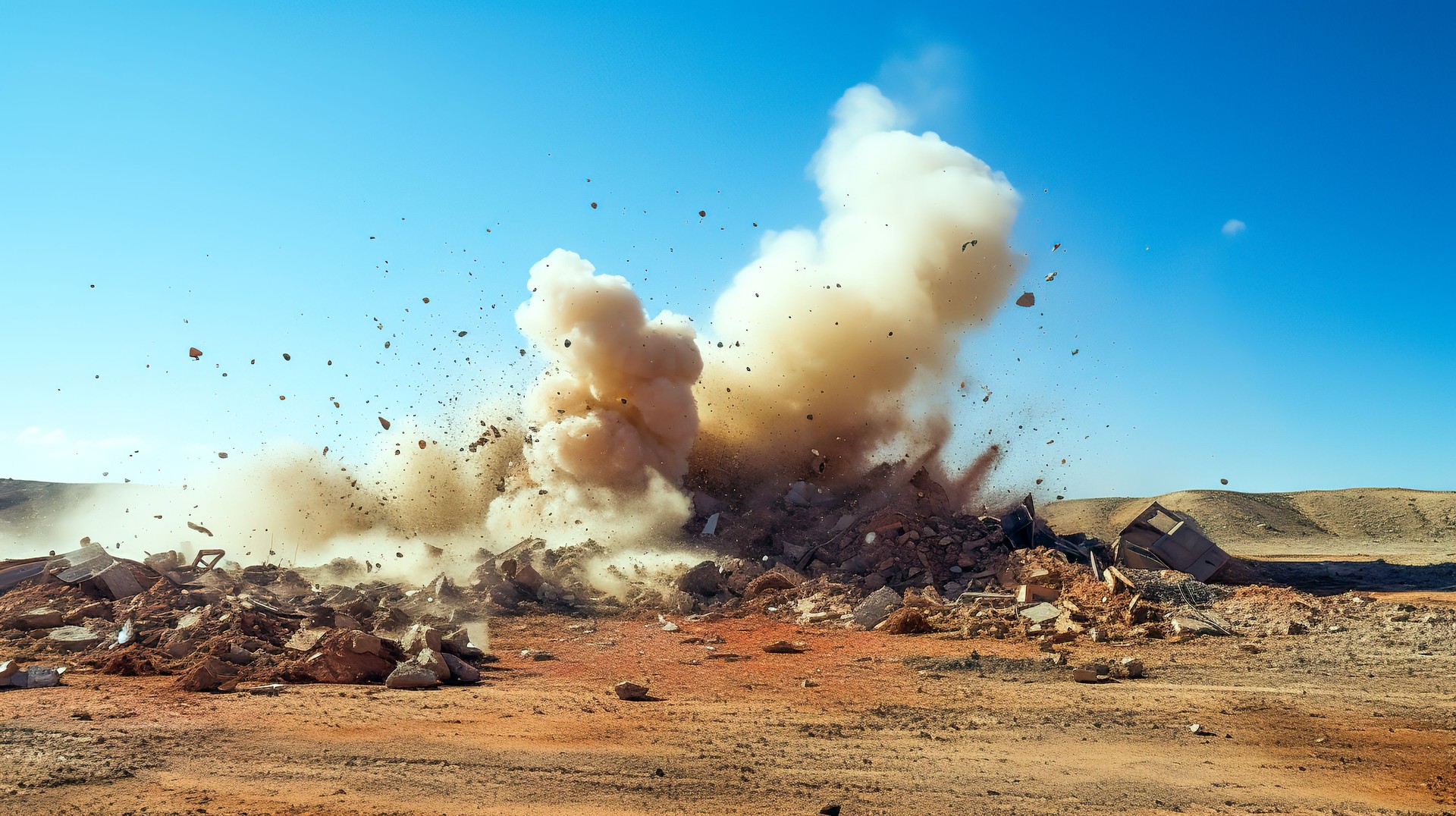 Dust storm after detonator blasting
